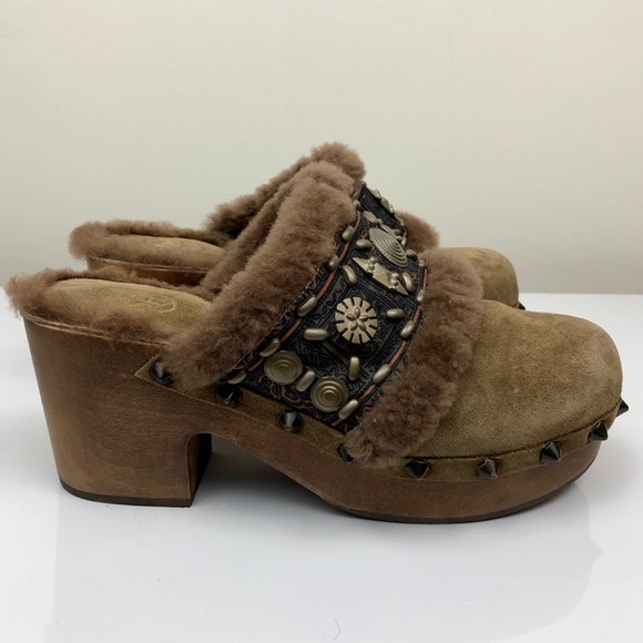 Ash Shoes - Ash Fur Studded Mule Clogs Size 7